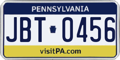 PA license plate JBT0456