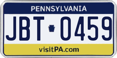 PA license plate JBT0459
