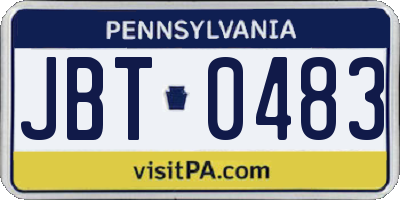 PA license plate JBT0483
