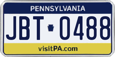 PA license plate JBT0488