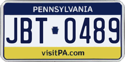 PA license plate JBT0489