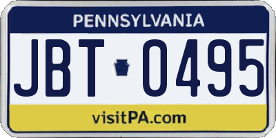 PA license plate JBT0495