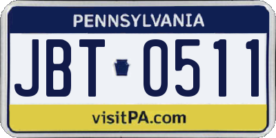 PA license plate JBT0511