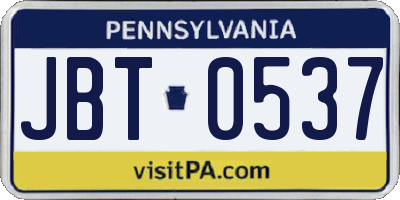 PA license plate JBT0537