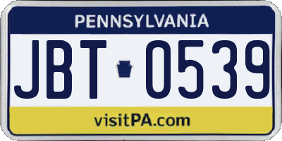 PA license plate JBT0539