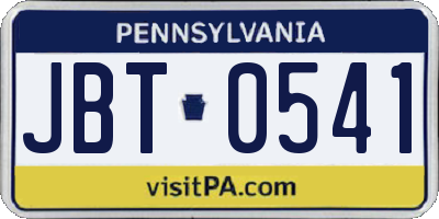 PA license plate JBT0541