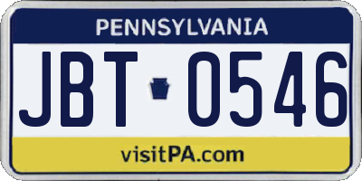 PA license plate JBT0546