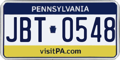 PA license plate JBT0548