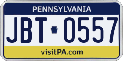 PA license plate JBT0557