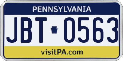 PA license plate JBT0563