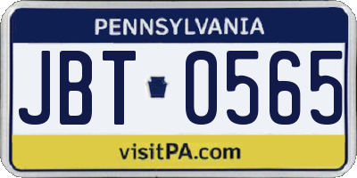 PA license plate JBT0565