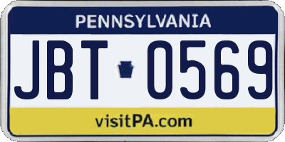 PA license plate JBT0569