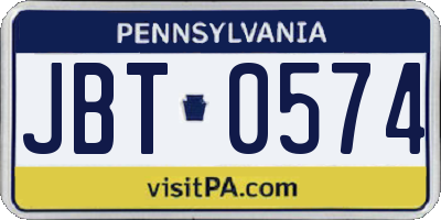 PA license plate JBT0574