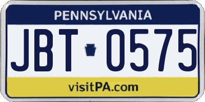 PA license plate JBT0575