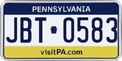 PA license plate JBT0583