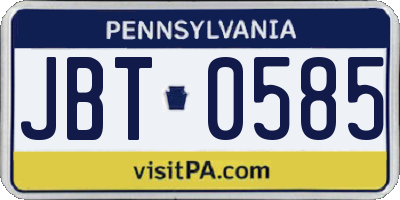 PA license plate JBT0585