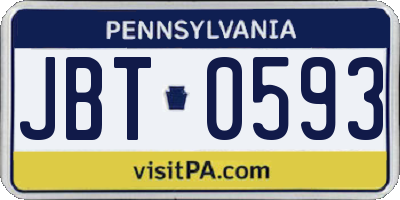 PA license plate JBT0593