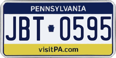 PA license plate JBT0595