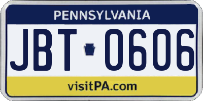 PA license plate JBT0606