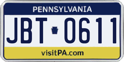PA license plate JBT0611