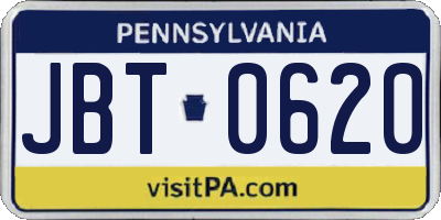PA license plate JBT0620