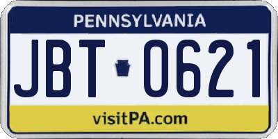 PA license plate JBT0621
