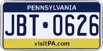 PA license plate JBT0626