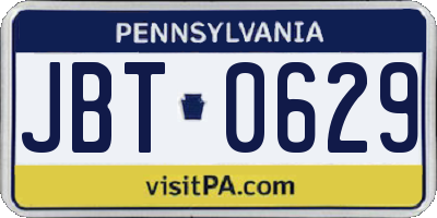 PA license plate JBT0629