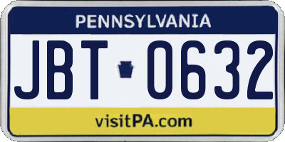 PA license plate JBT0632