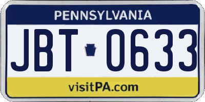 PA license plate JBT0633