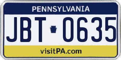 PA license plate JBT0635