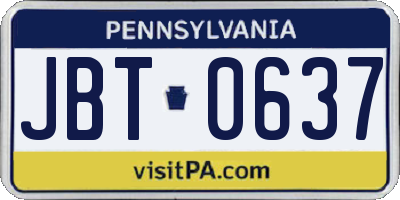 PA license plate JBT0637