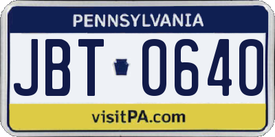 PA license plate JBT0640