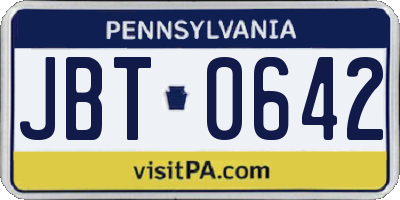 PA license plate JBT0642