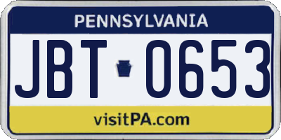 PA license plate JBT0653
