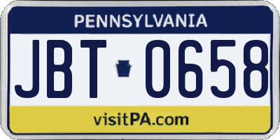 PA license plate JBT0658