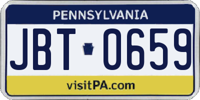 PA license plate JBT0659