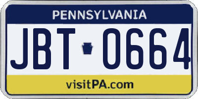 PA license plate JBT0664