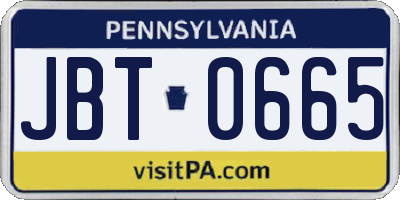 PA license plate JBT0665