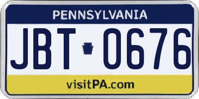 PA license plate JBT0676