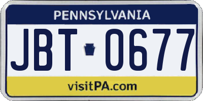 PA license plate JBT0677