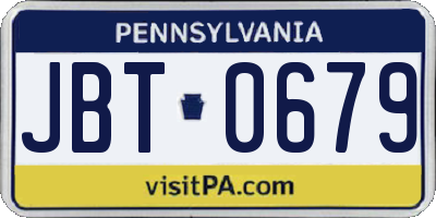 PA license plate JBT0679