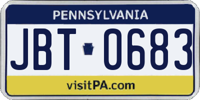 PA license plate JBT0683
