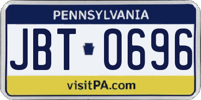 PA license plate JBT0696
