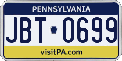 PA license plate JBT0699