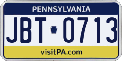 PA license plate JBT0713