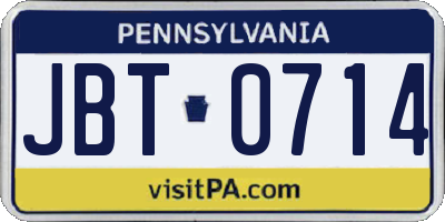 PA license plate JBT0714