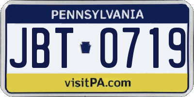 PA license plate JBT0719