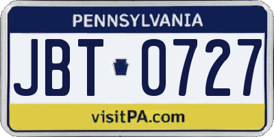 PA license plate JBT0727