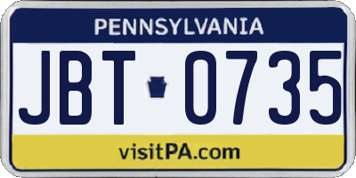 PA license plate JBT0735